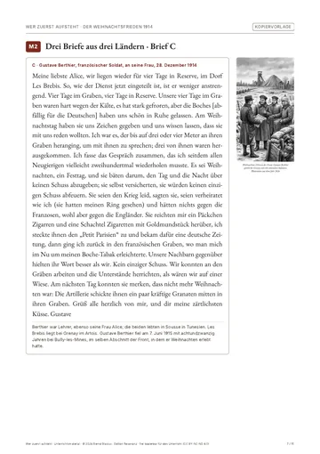 Seite aus dem Unterrichtsmaterial: M2 · Der Brief von Gustave Berthier